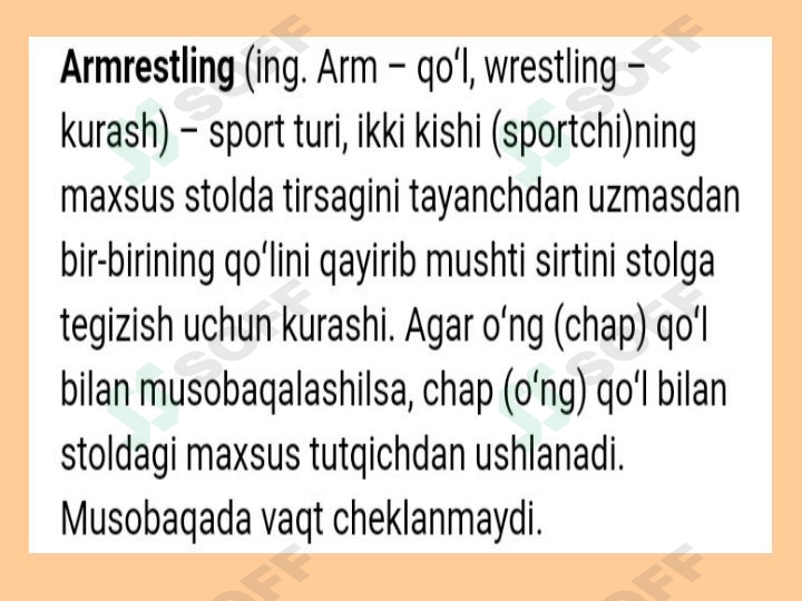 Armwrestling sport turi haqida