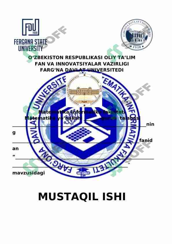 Mustaqil talim ishlanmalarining betliklari