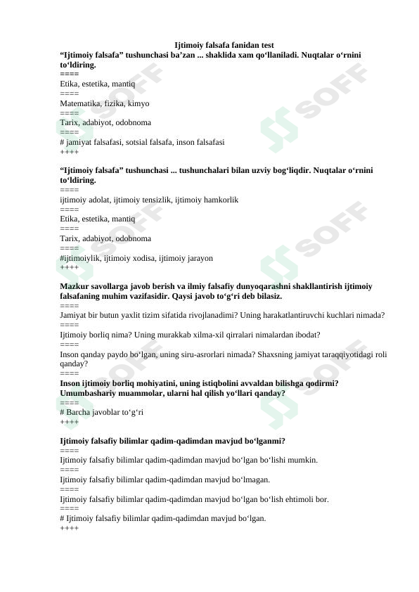Ijtimoiy falsafadan testlar