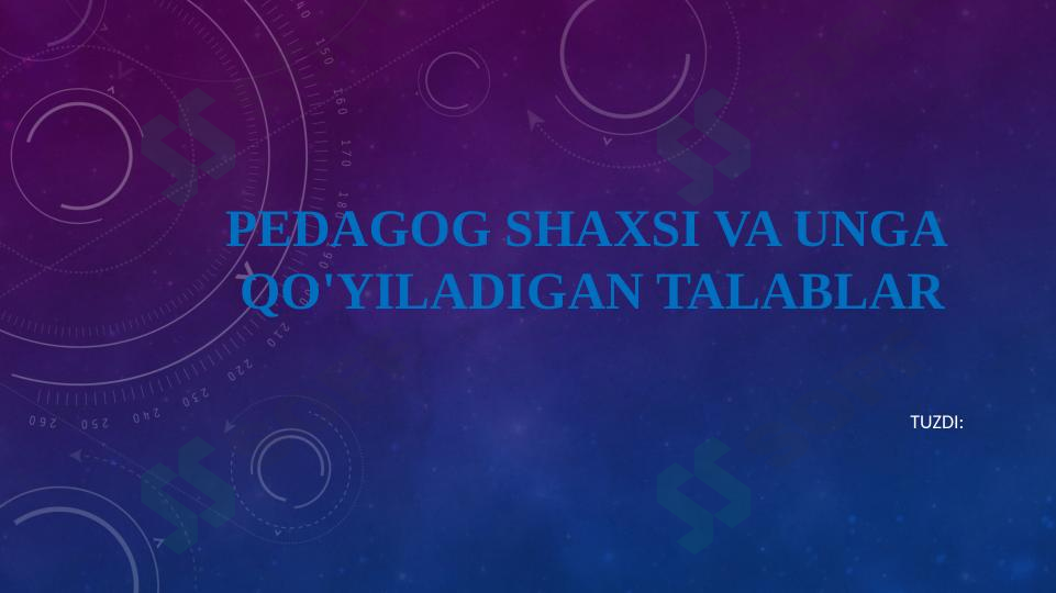 Pedagog shaxsi va unga qo'yiladigan talablar