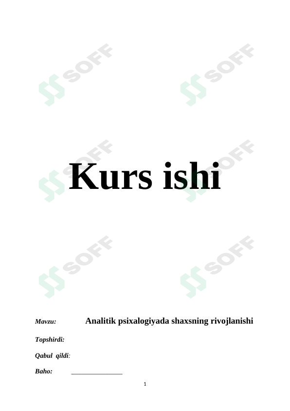 Analitik psixalogiyada shaxsning rivojlanishi