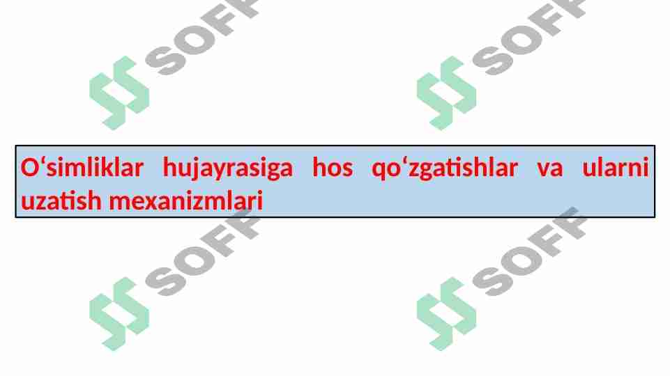 O‘simliklar hujayrasiga hos qo‘zgatishlar va ularni uzatish mexanizmlari