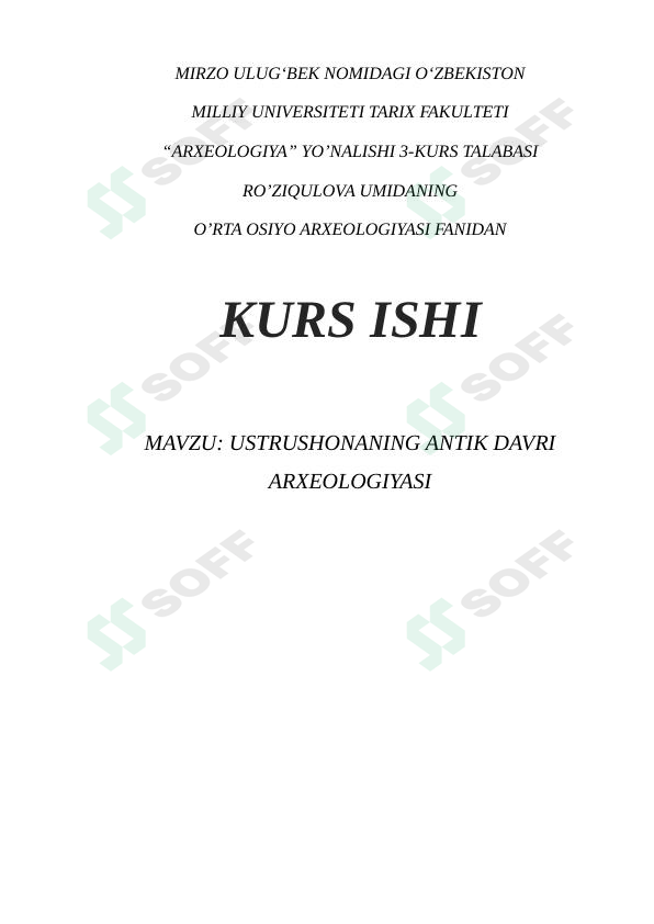 USTRUSHONANING ANTIK DAVRI ARXEOLOGIYASI