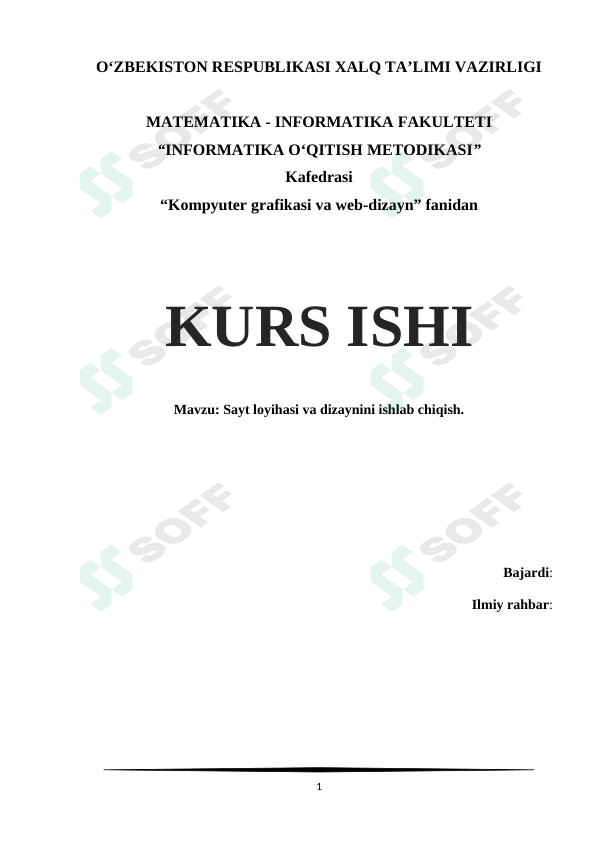 Sayt loyihasi va dizaynini ishlab chiqish