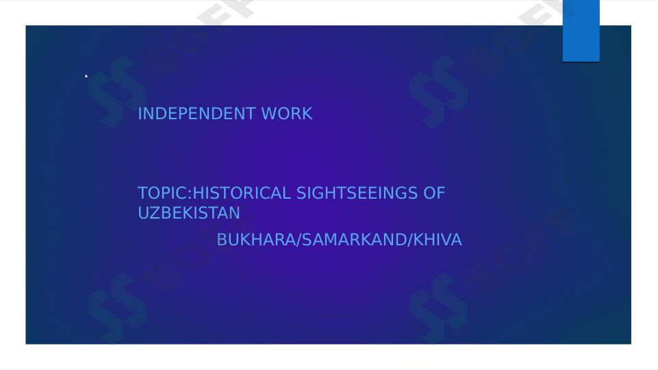 Historical sightseeings of Uzbekistan       Bukhara/Samarkand/Khiva