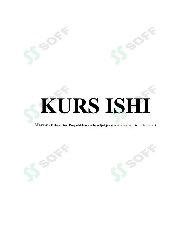 O'zbekiston Respublikasida byudjet jarayonini boshqarish islohotlari