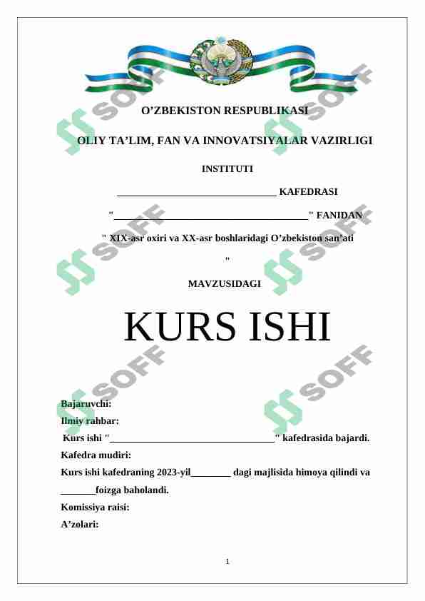 XIX-asr oxiri va XX-asr boshlaridagi O’zbekiston san’ati