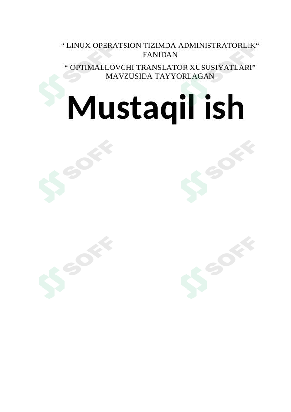 OPTIMALLOVCHI TRANSLATOR XUSUSIYATLARI