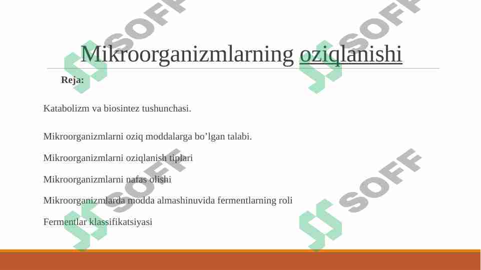 Mikroorganizmlarni oziqlanishi