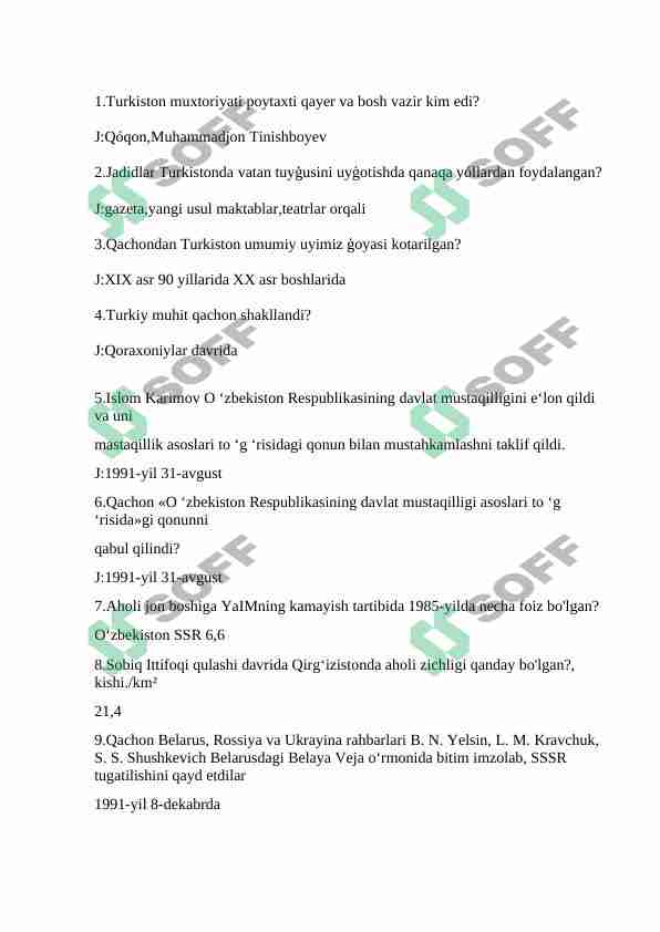 markaziy osiyo xalqlar tarixidan test