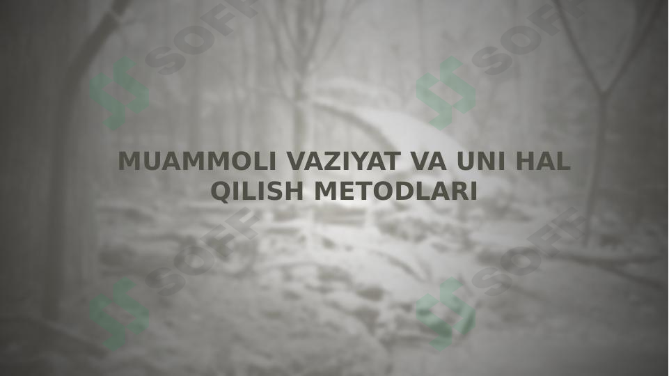 Muammoli vaziyat va uni hal qilish metodlari