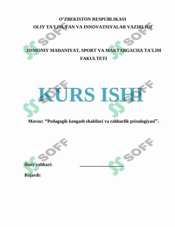 Pedagogik kengash shakllari va rahbarlik psixologiyasi