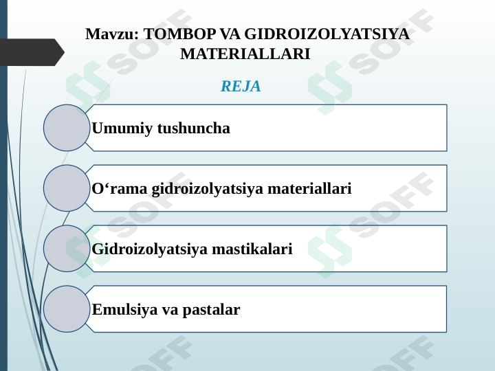 Tombop gidroizolyatsiya materiallari