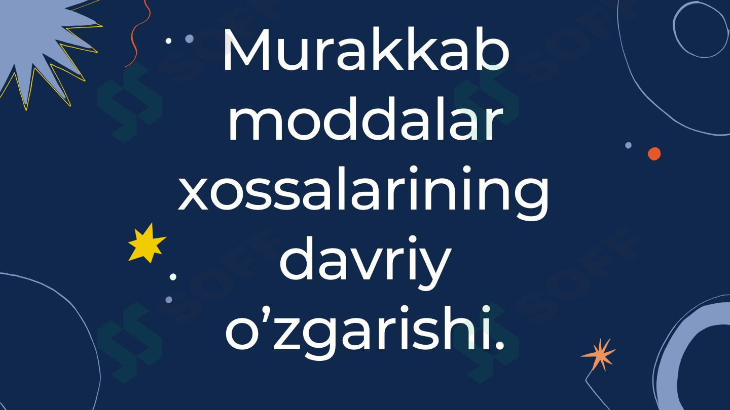 Murakkab moddalar xossalarining davriy o'zgarishi.