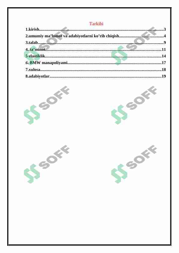 BMW kampaniyasi iqtisodi haqida