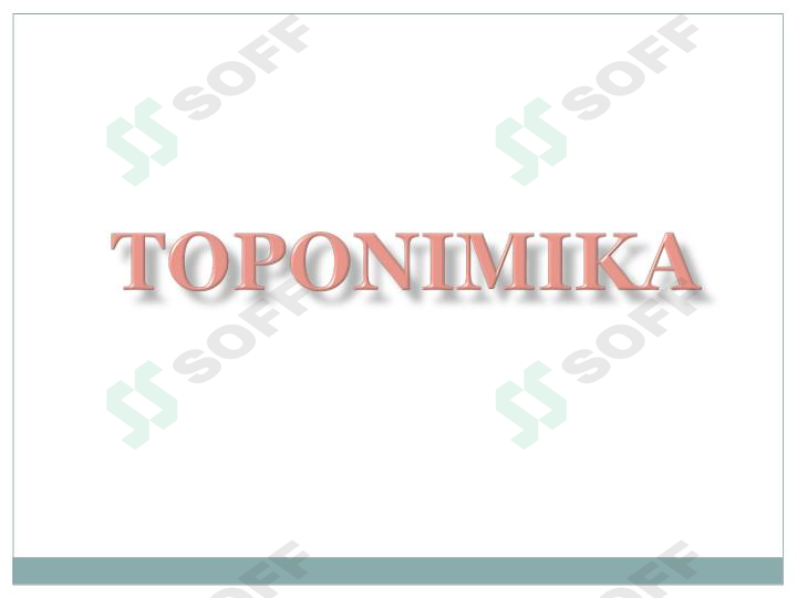 Toponimika. Maxsus tarix fanlari