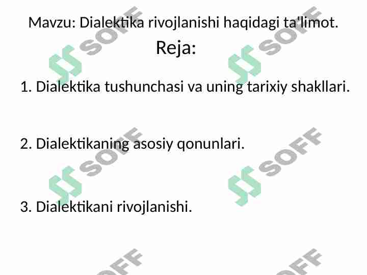 Dialektika rivojlanishi haqidagi ta'limot