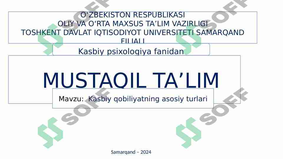 Kasbiy qobiliyatning asosiy turlari