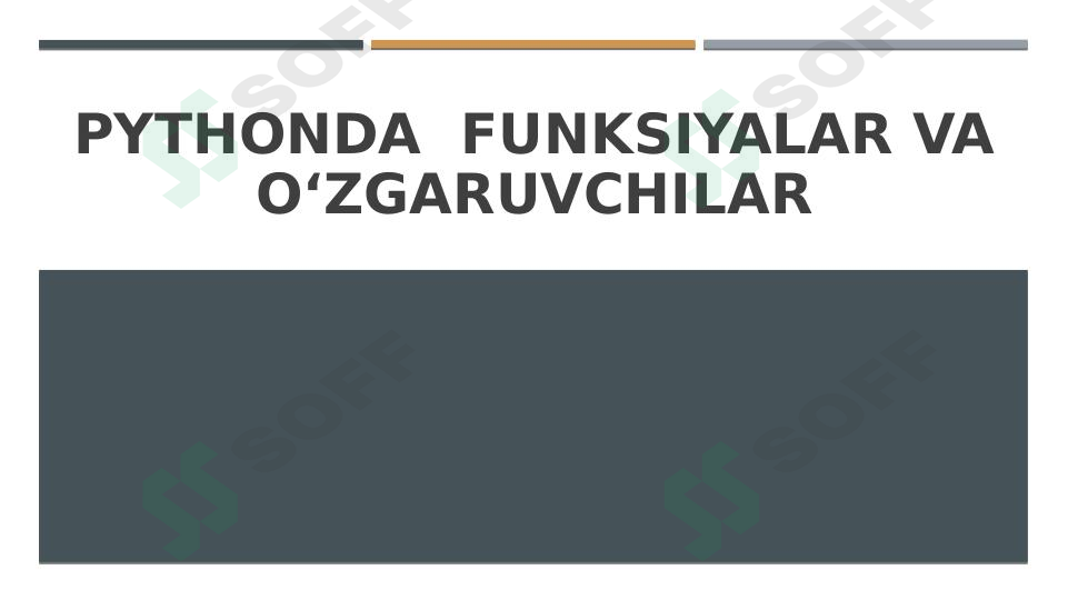Pythonda  funksiyalar va o‘zgaruvchilar