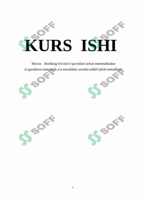 Boshlang‘ich sinf o‘quvchilari uchun matematikadan to’garaklarni matematik o‘n minutliklar asosida tashkil qilish metodikasi