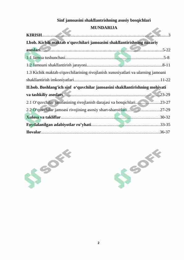 Sinf jamoasini shakllantrishning asosiy bosqichlari