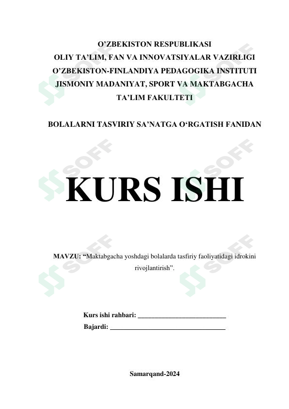 Maktabgacha yoshdagi bolalarda tasfiriy faoliyatidagi idrokini rivojlantirish