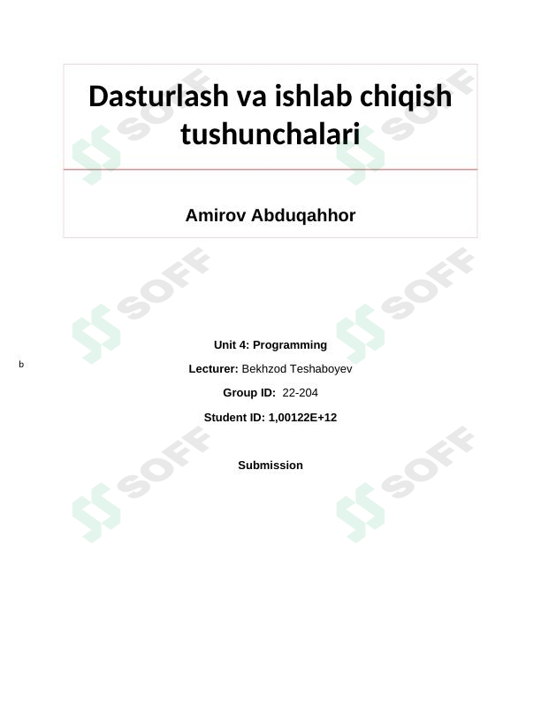Assignment programming
