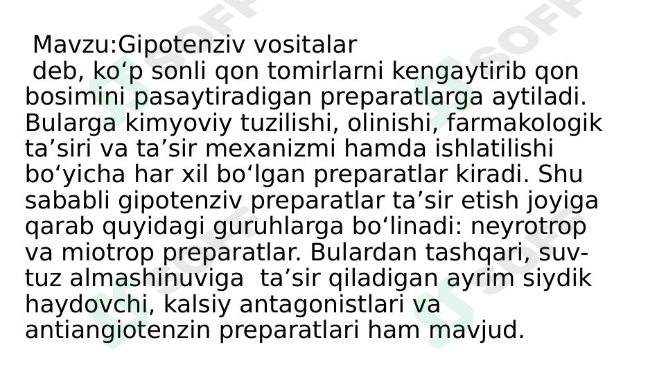 Gipotenziv vositalar