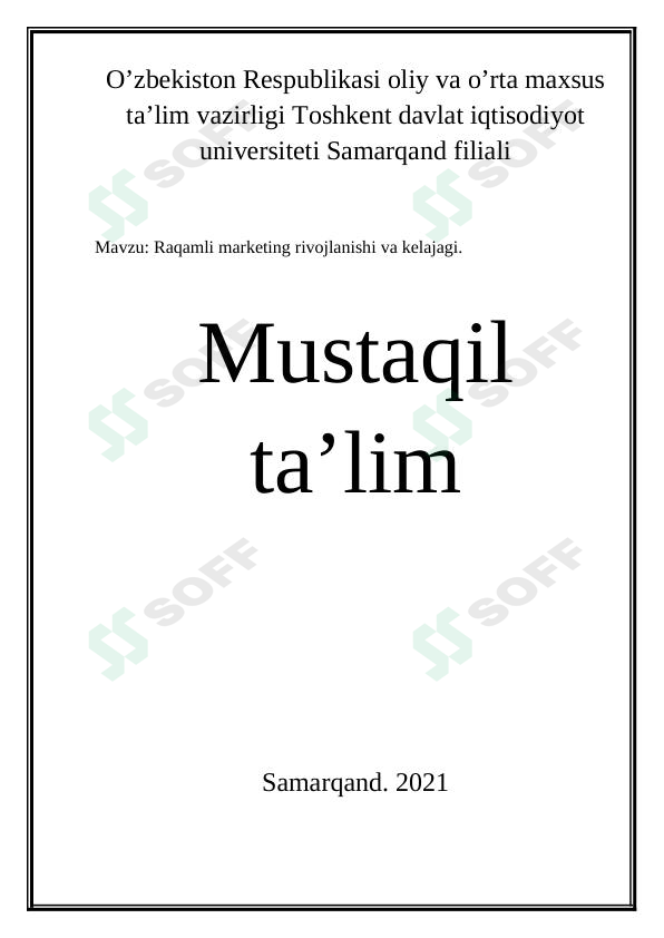 Raqamli marketing rivojlanishi