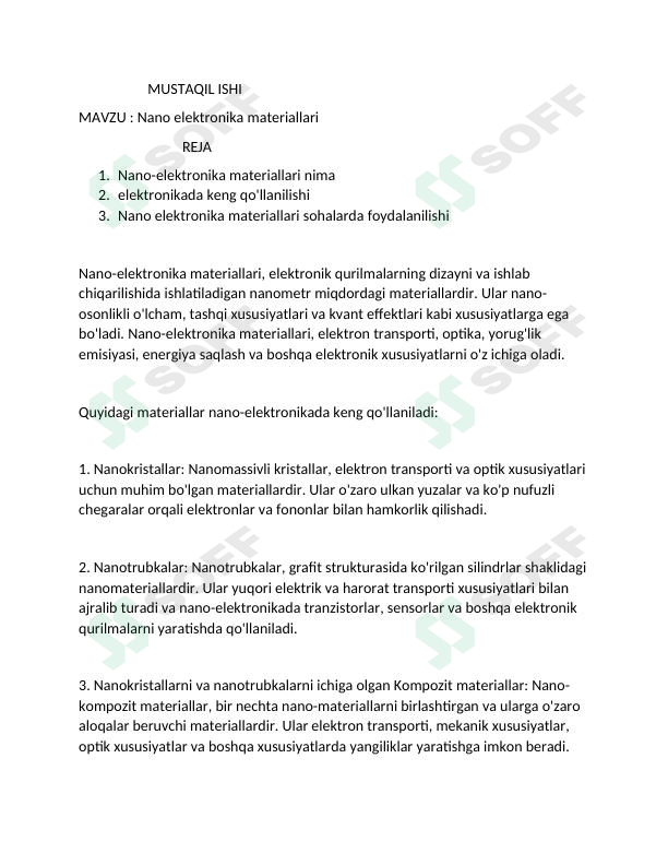 Nano elektronika materiallari