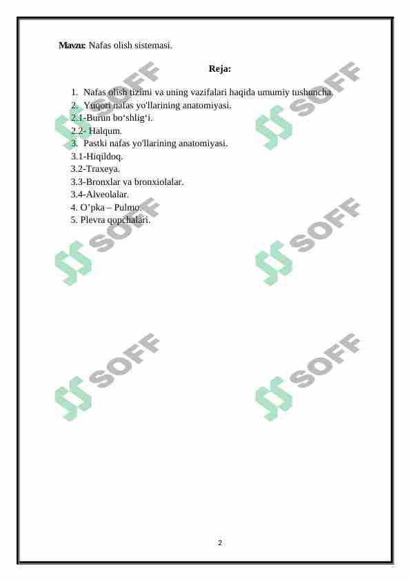 Nafas olish sistemasi