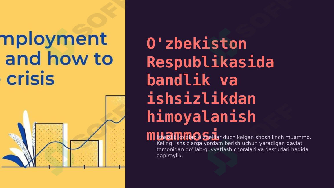 uzb resda bandlik va ishsizlikdan himoyalanish muammosi