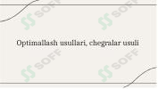 optimallashtirish usullari