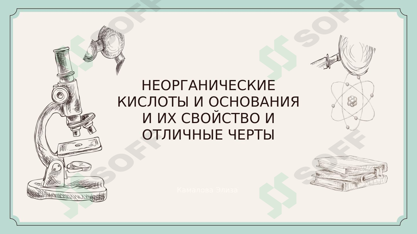 НЕОРГАНИЧЕСКИЕ КИСЛОТЫ И ОСНОВАНИЯ И ИХ СВОЙСТВО И ОТЛИЧНЫЕ ЧЕРТЫ