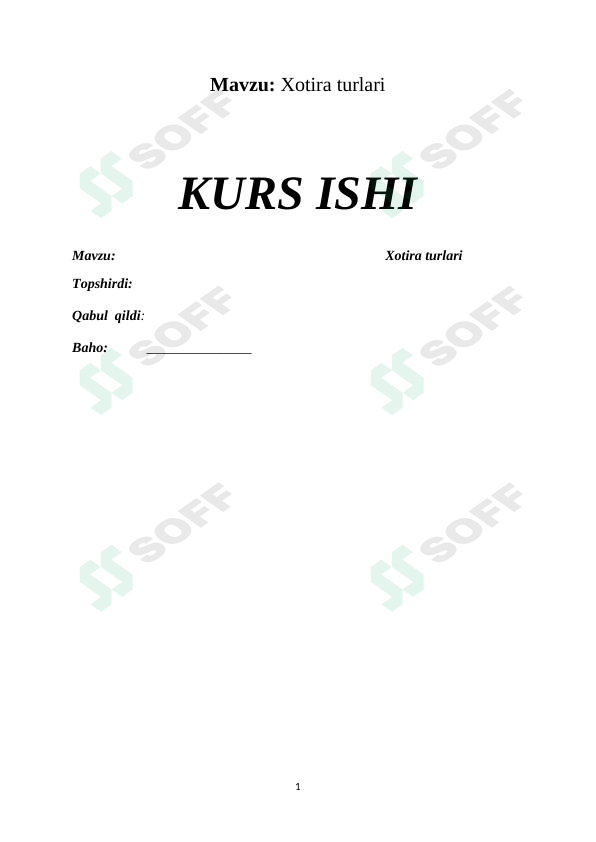 Xotira turlari