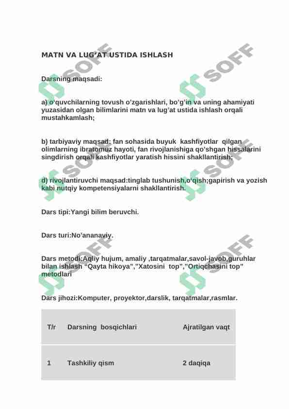 Ona tili dars ishlanmasi