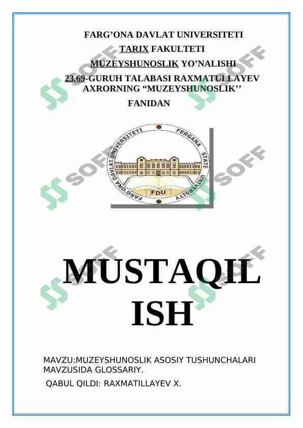 Muzeyshunoslik fani bo'yicha glossariy