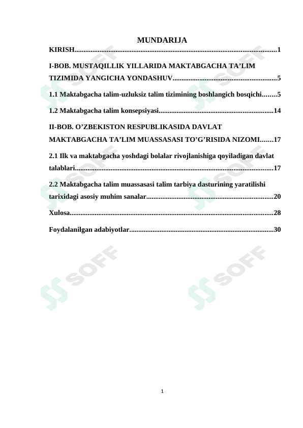 MUSTAQILLIK YILLARIDA MAKTABGACHA TA’LIM TIZIMIDA YANGICHA YONDASHUV