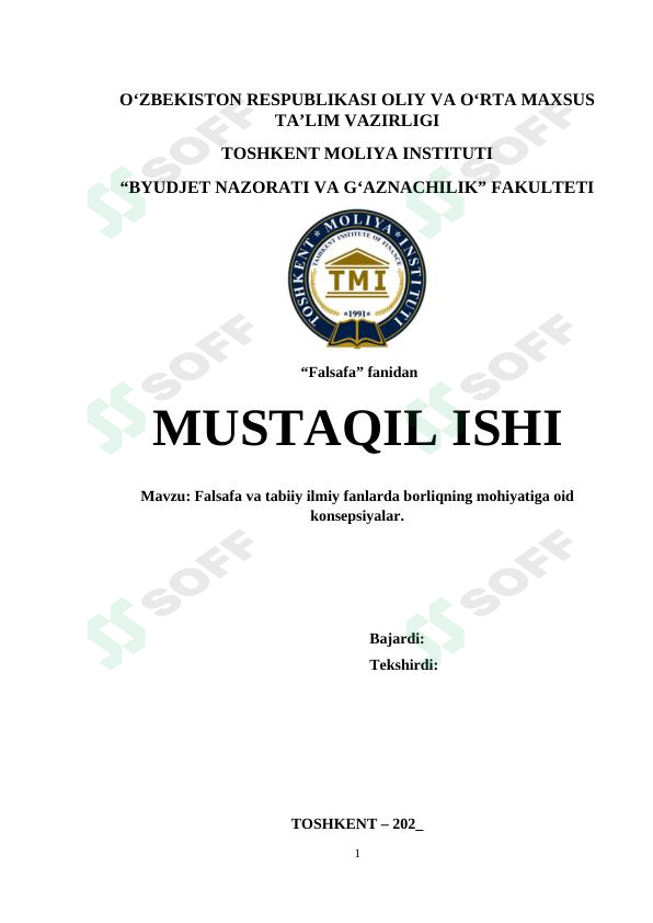 Falsafa va tabiiy ilmiy fanlarda borliqning mohiyatiga oid konsepsiyalar