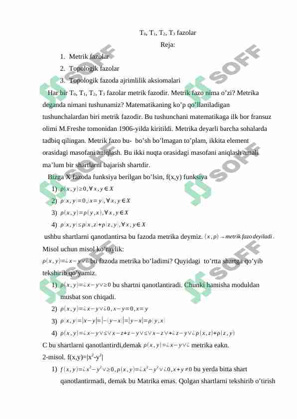 T0, T1, T2, T3 fazolar