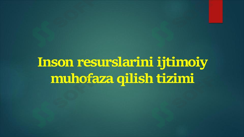 Inson resurslarini ijtimoiy muhofaza qilish tizimi