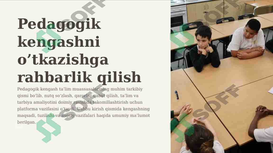 Pedagogik kengashni o’tkazishga rahbarlik qilish
