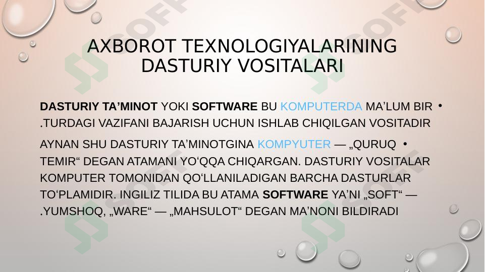 Axborot texnologiyalarining dasturiy vositalari