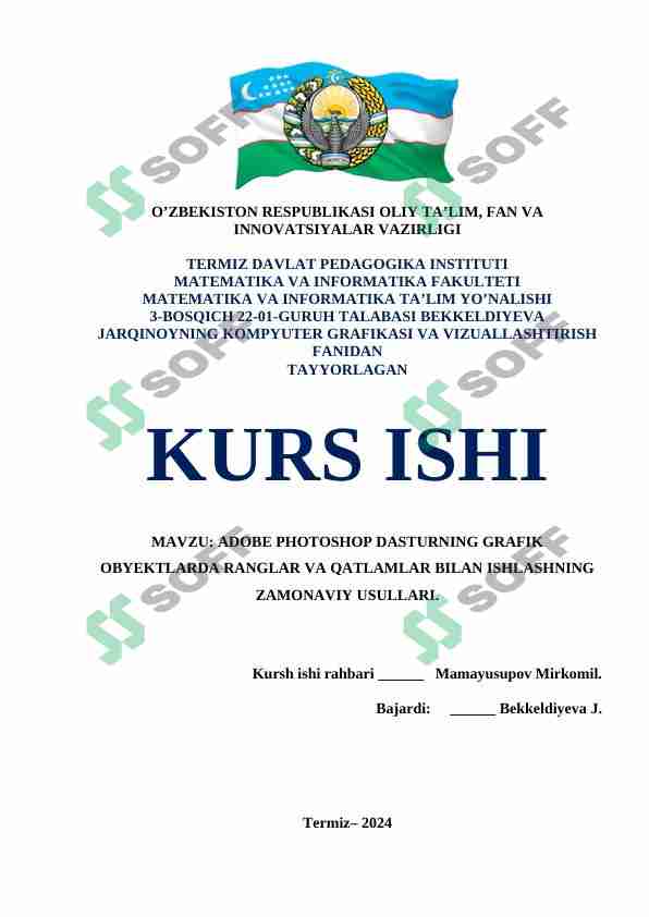 ADOBE PHOTOSHOP DASTURNING GRAFIK OBYEKTLARDA RANGLAR VA QATLAMLAR BILAN ISHLASHNING ZAMONAVIY USULLARI.