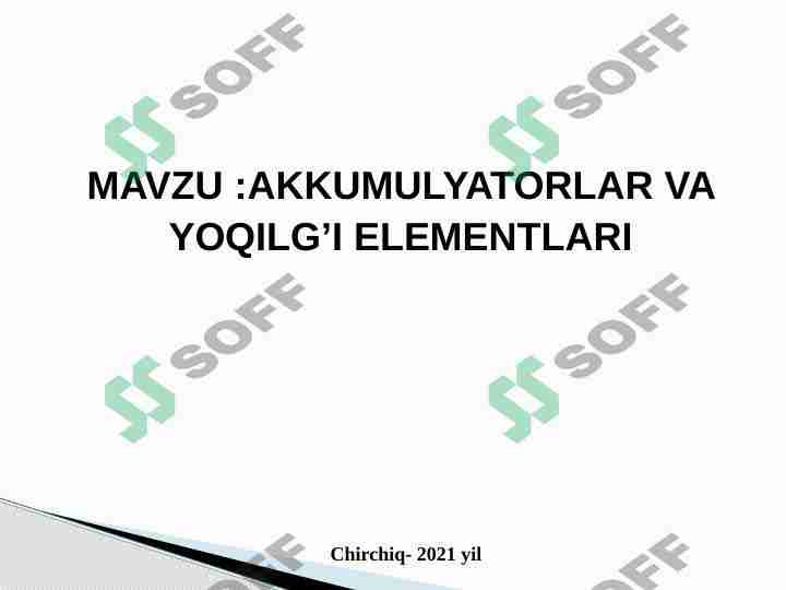 Akkumulyatorlar va yoqilg'i elementlari
