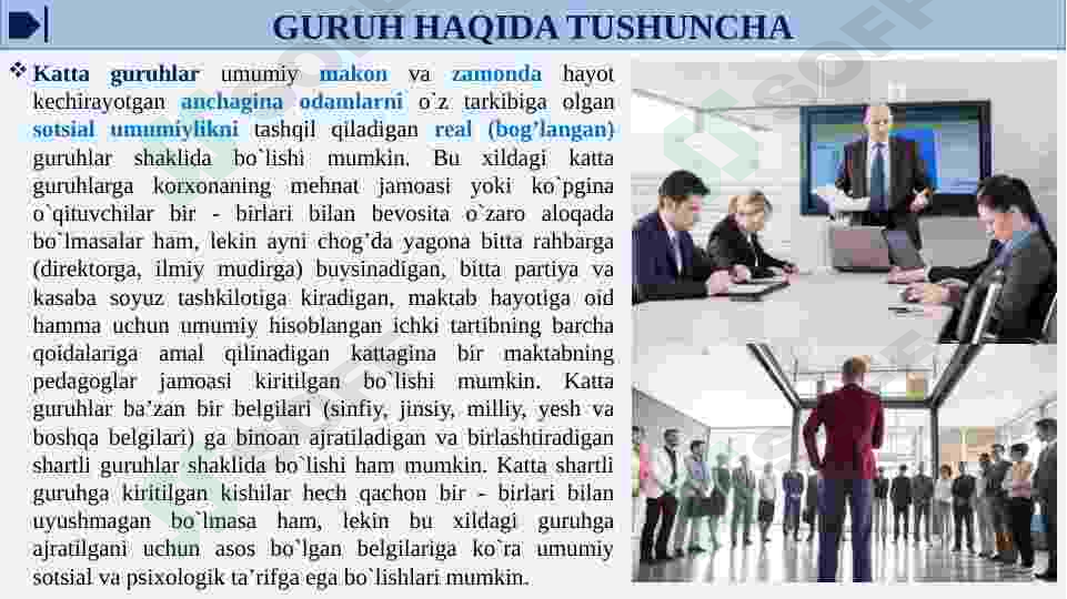 JAMOA VA GURUH TUSHUNCHALARI. KICHIK GURUHLAR KLASSIFIKATSIYASI ...