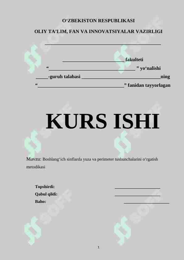 Boshlang‘ich sinflarda yuza va perimeter tushunchalarini o‘rgatish metodikasi