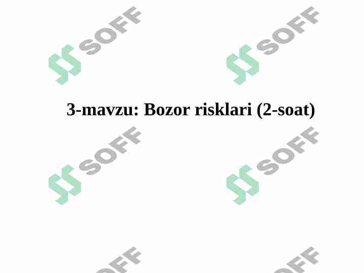 Bozor risklari haqida tushuncha