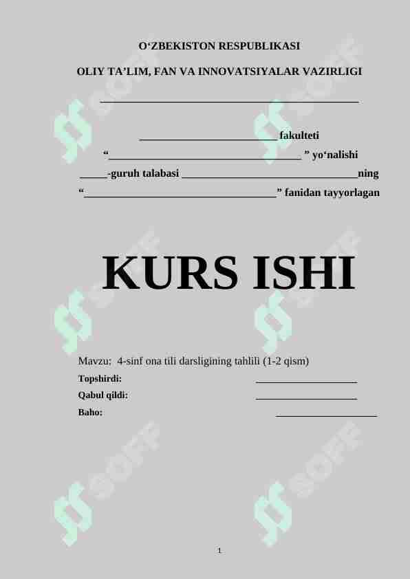 4-sinf ona tili darsligining tahlili (1-2 qism)