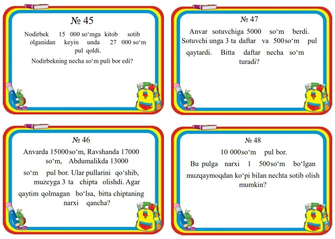 Matematika fanidan masalalar to'plami